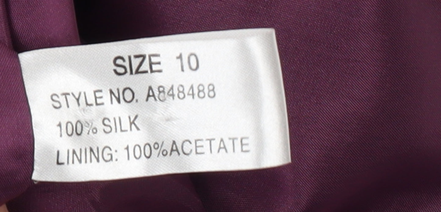 Platinum Women's Purple Silk 3/4 Sleeve Button Blouse Size 10