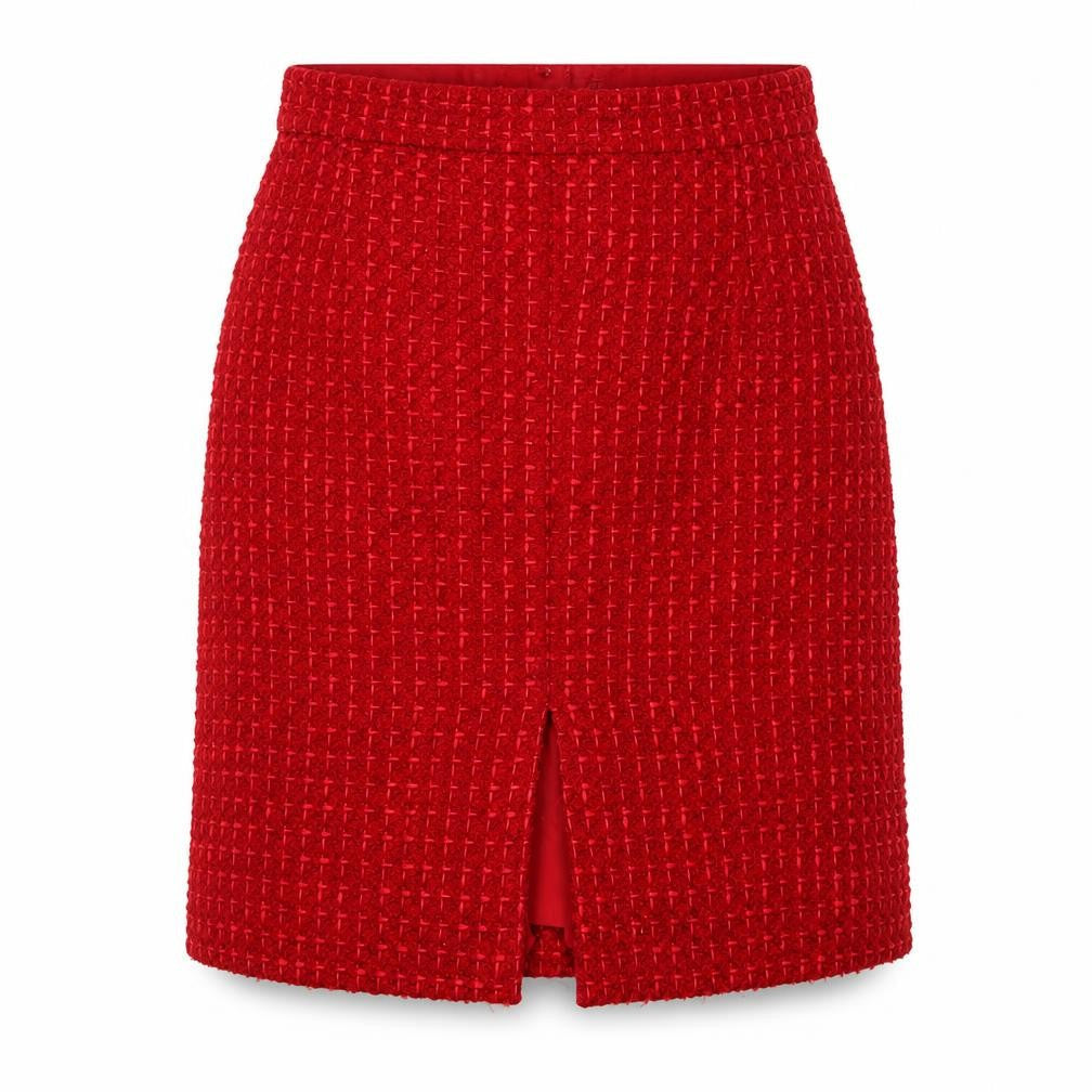 Marks & Spencer Women Red Tweed Pencil Skirt Size 14 Lined Wool Blend