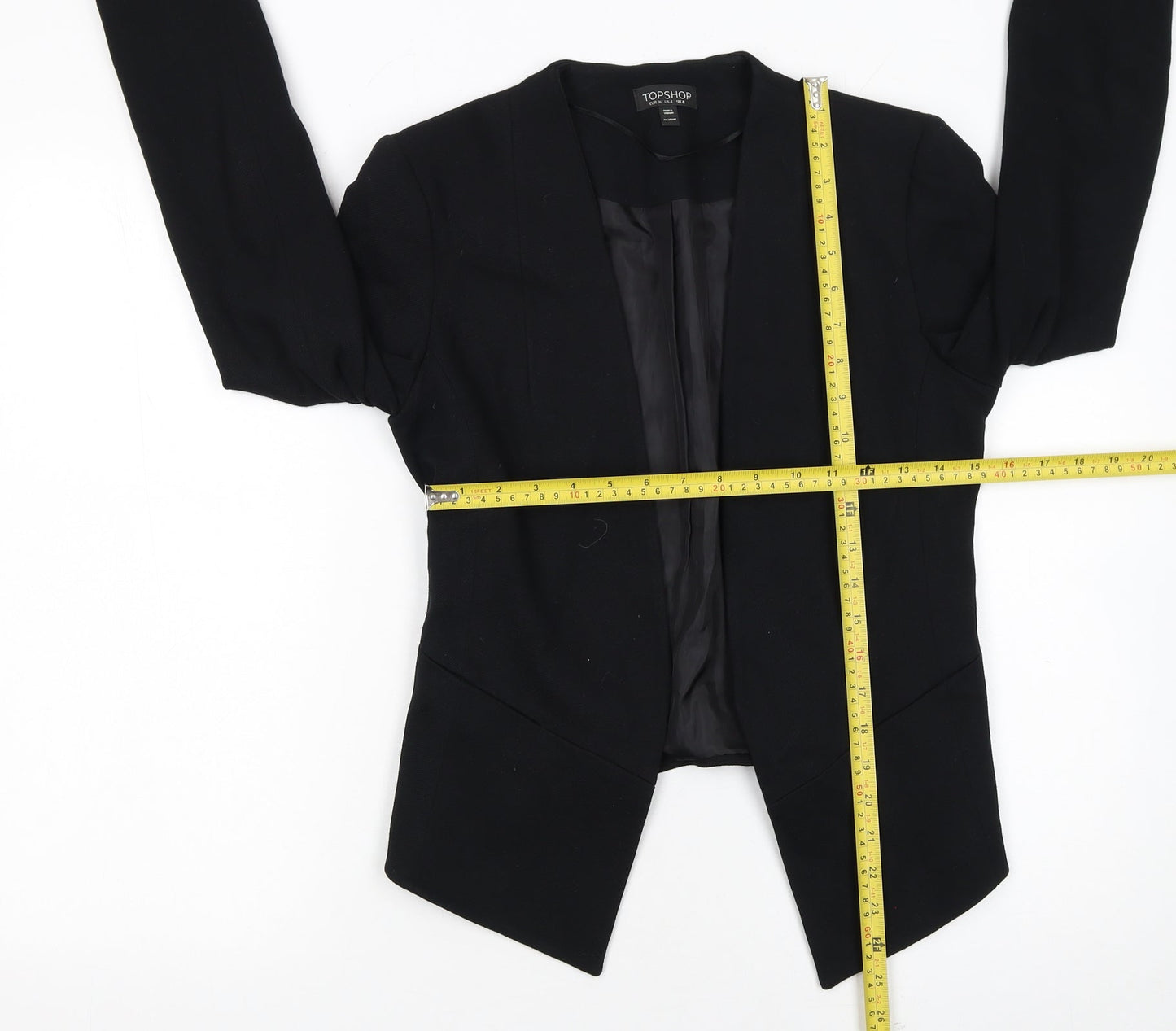 Topshop Women Black UK 8 Tailored Suit Jacket Viscose Blend