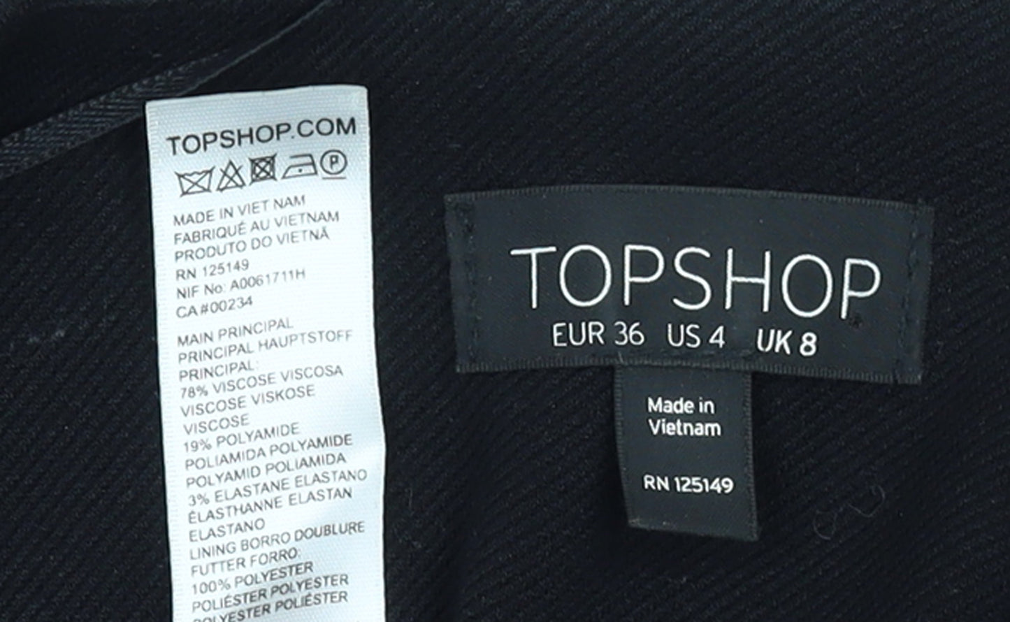 Topshop Women Black UK 8 Tailored Suit Jacket Viscose Blend