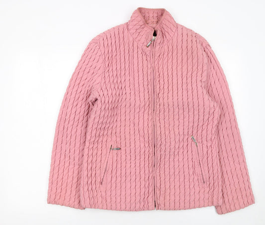 Gallery Women's Pink Quilted Puffer Jacket Size M Full Zip Casual