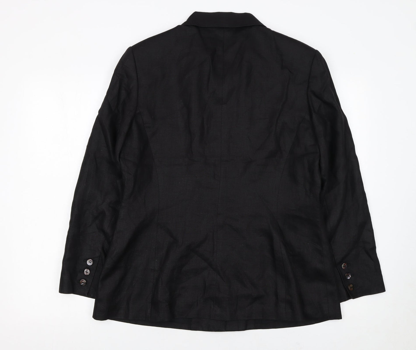 Austin Reed Women’s Black Linen Blazer Jacket Size 16 Single Breasted