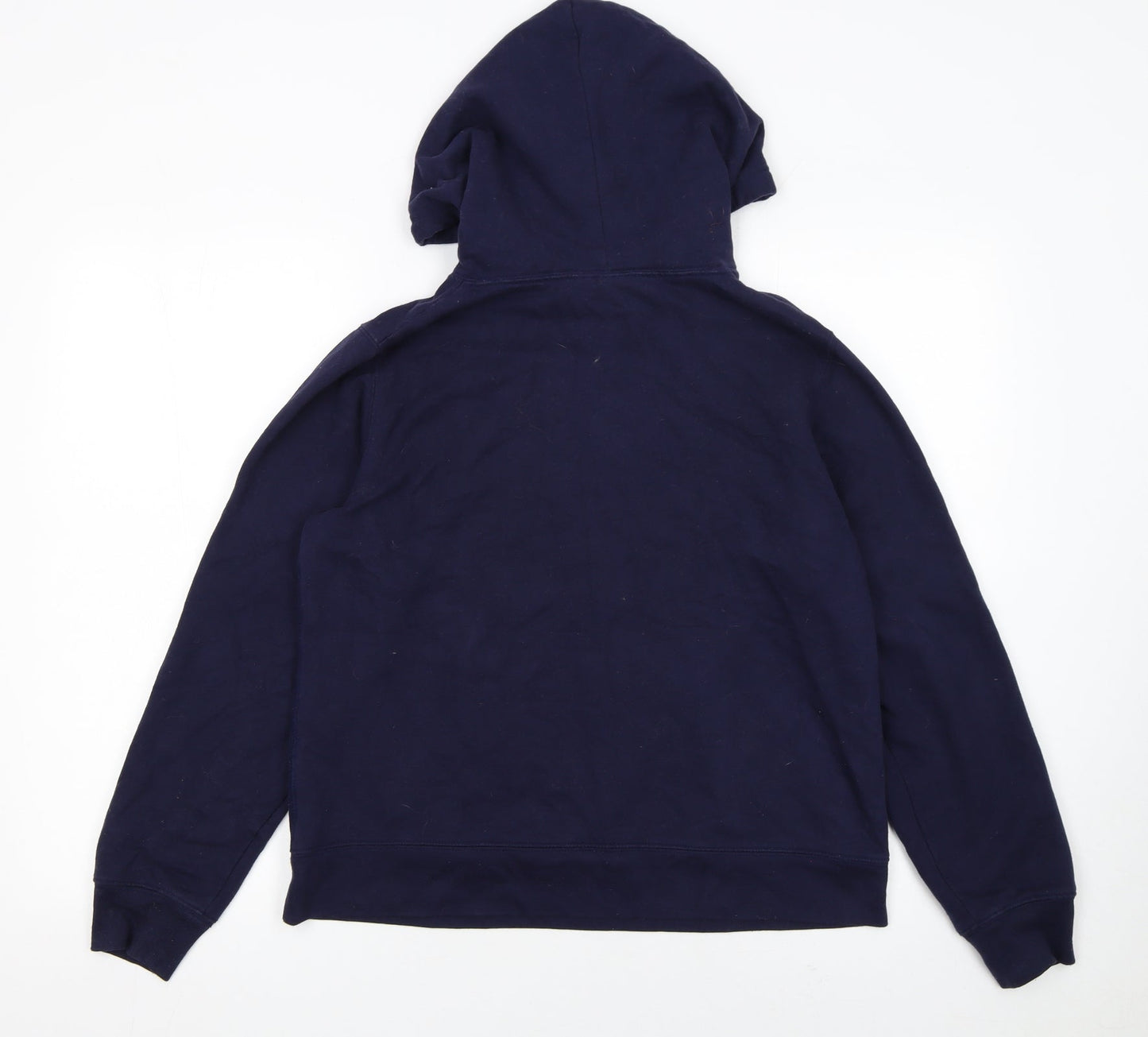 GAP Women Navy Blue Medium Pullover Hoodie with Logo Print