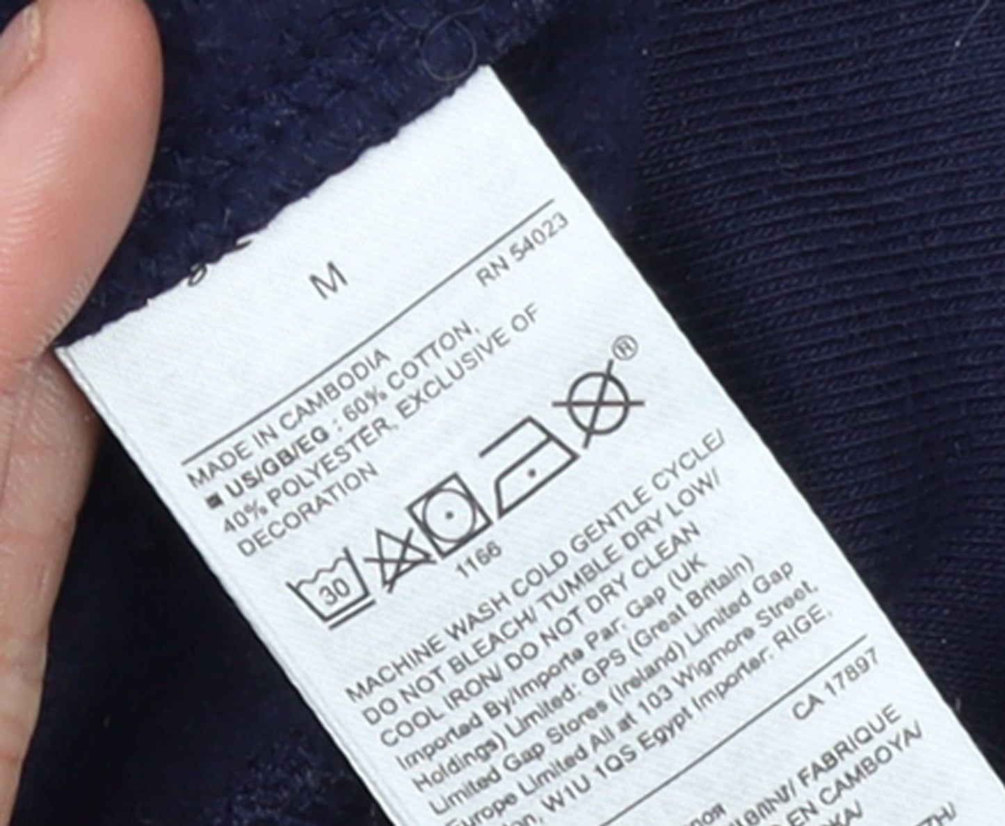 GAP Women Navy Blue Medium Pullover Hoodie with Logo Print
