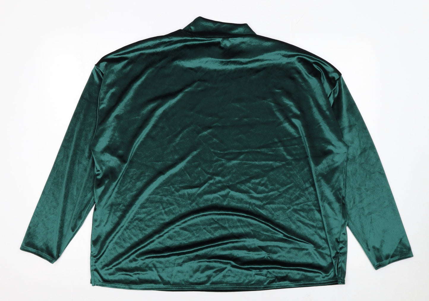 Marks and Spencer Womens Green Velvet Mock Neck Long Sleeve Blouse UK 18