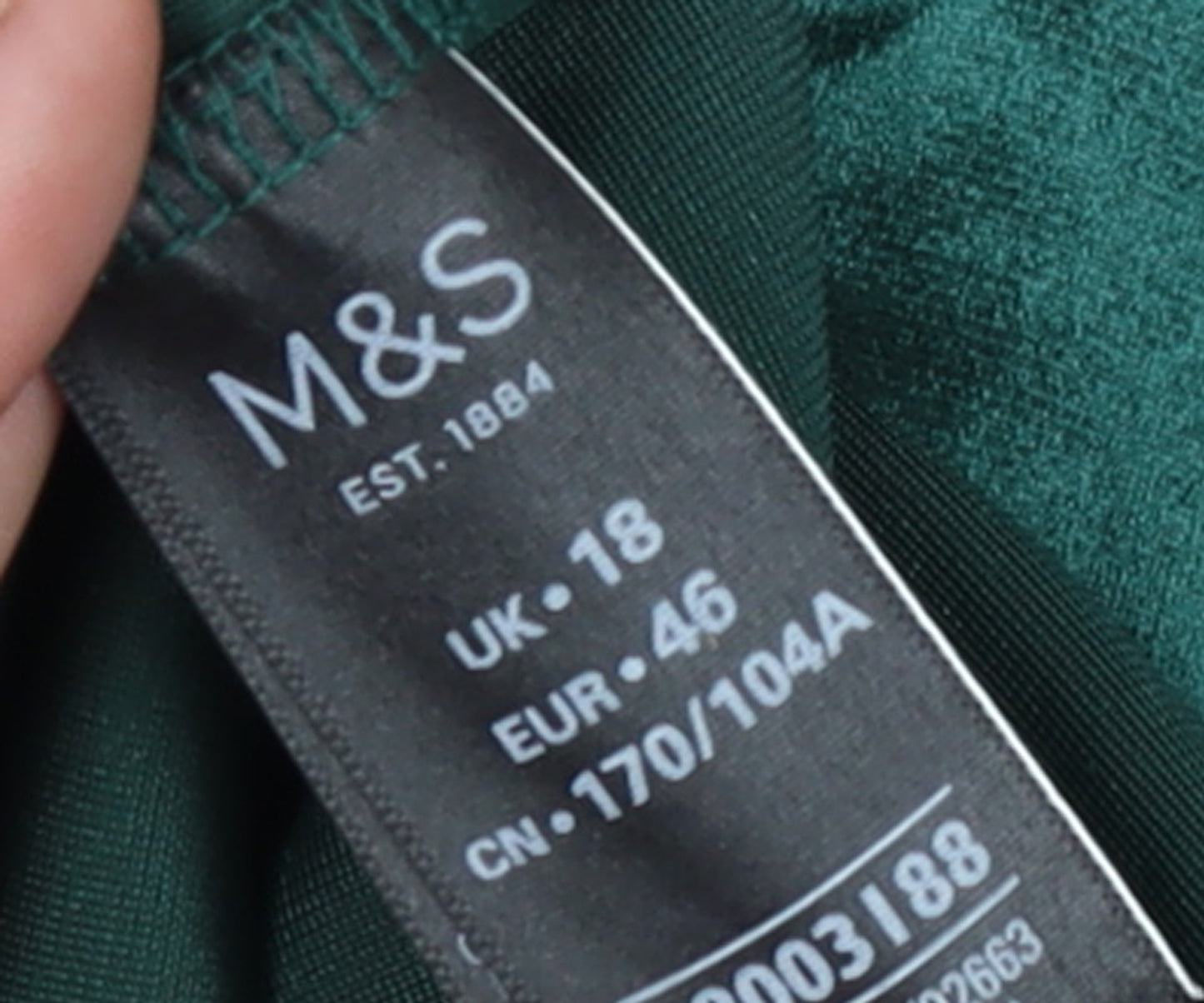 Marks and Spencer Womens Green Velvet Mock Neck Long Sleeve Blouse UK 18