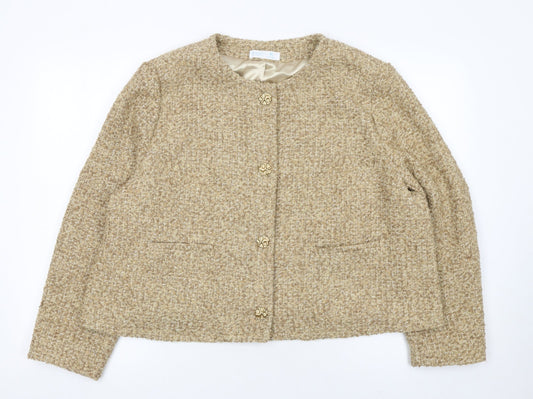 Primark Women Beige Tweed Blazer Jacket XL Classic Lined