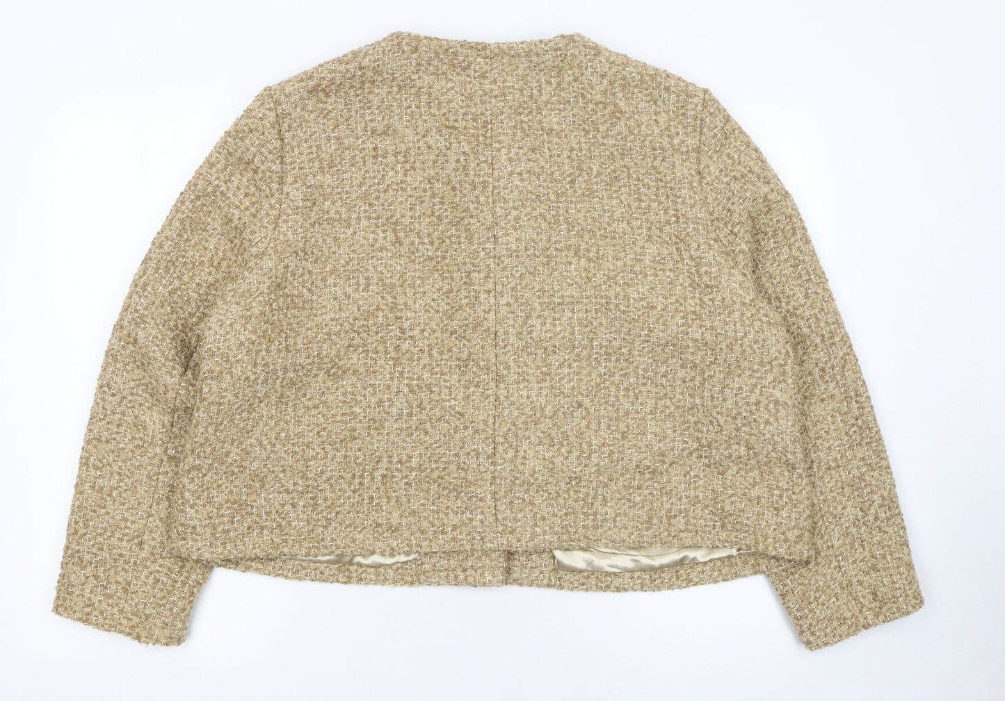 Primark Women Beige Tweed Blazer Jacket XL Classic Lined