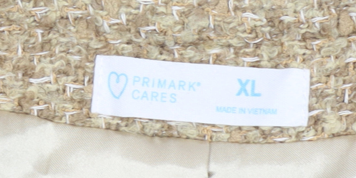 Primark Women Beige Tweed Blazer Jacket XL Classic Lined