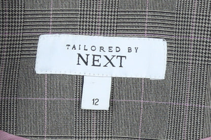 Next Women Brown Checked Tailored Suit Jacket Size 12 Classic Style