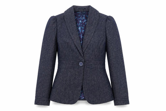 Marks & Spencer Per Una Blue Wool Blend Lined Women's Blazer Size 12