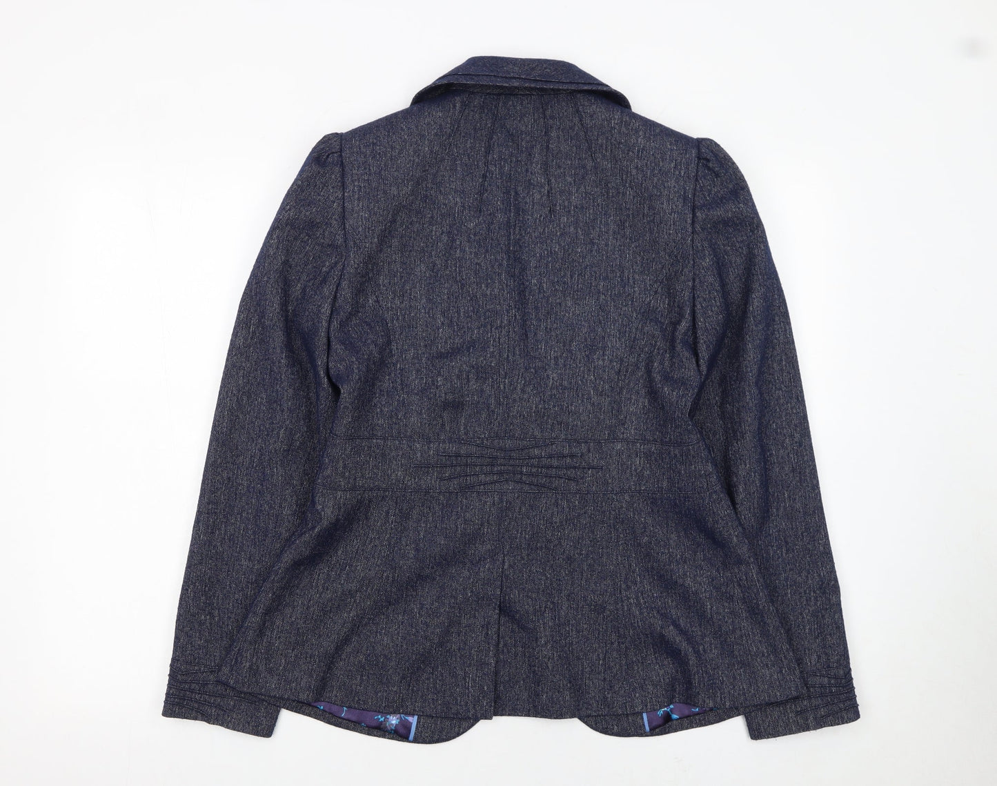 Marks and Spencer Per Una Blue Wool Blend Lined Women's Blazer Size 12