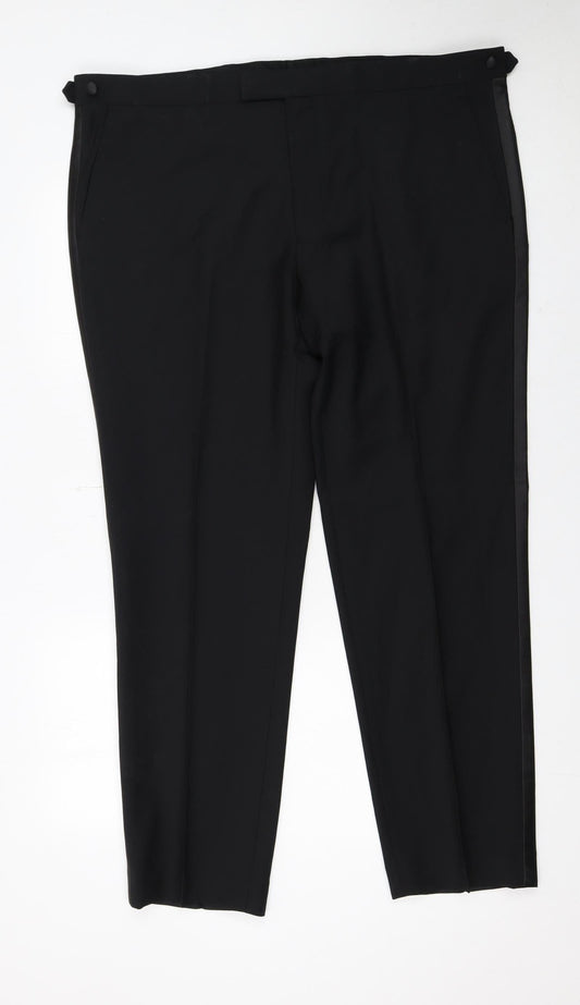 Marks and Spencer Autograph Men's Black 42 Regular Wool Blend Dress Trousers