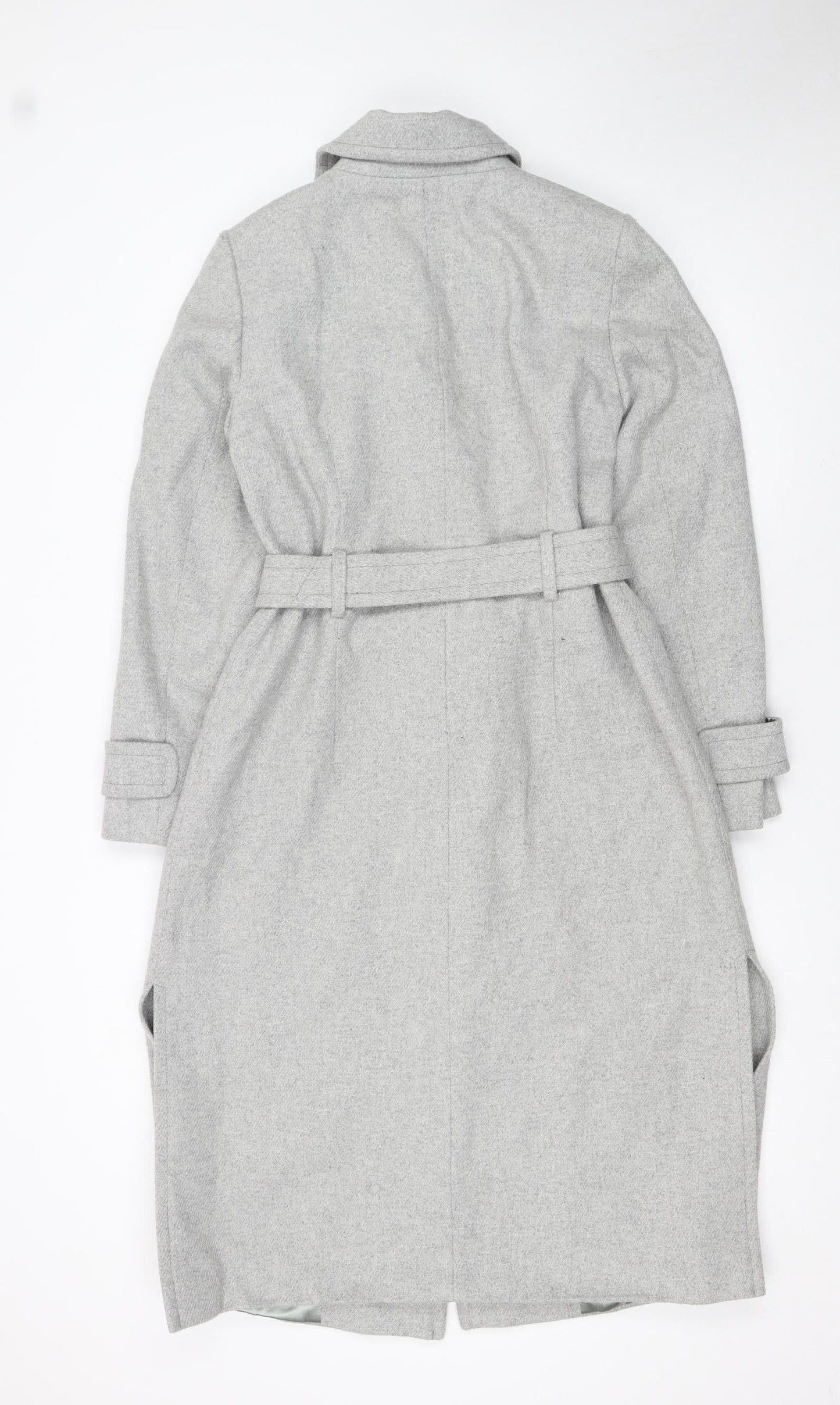 Windsmoor Womens Grey Long Belted Wool Blend Trench Coat Size 10