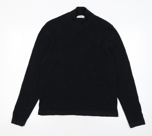 Marks and Spencer Men’s Black Waffle Knit Cotton Modal Mock Neck Jumper M