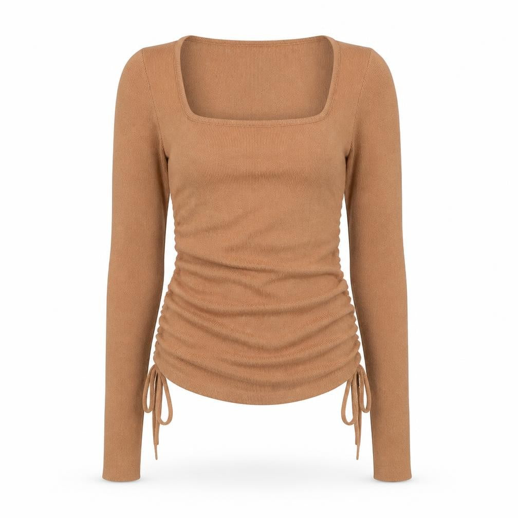 Petal + Pup Women's Beige Square Neck Slim Knit Pullover Jumper S