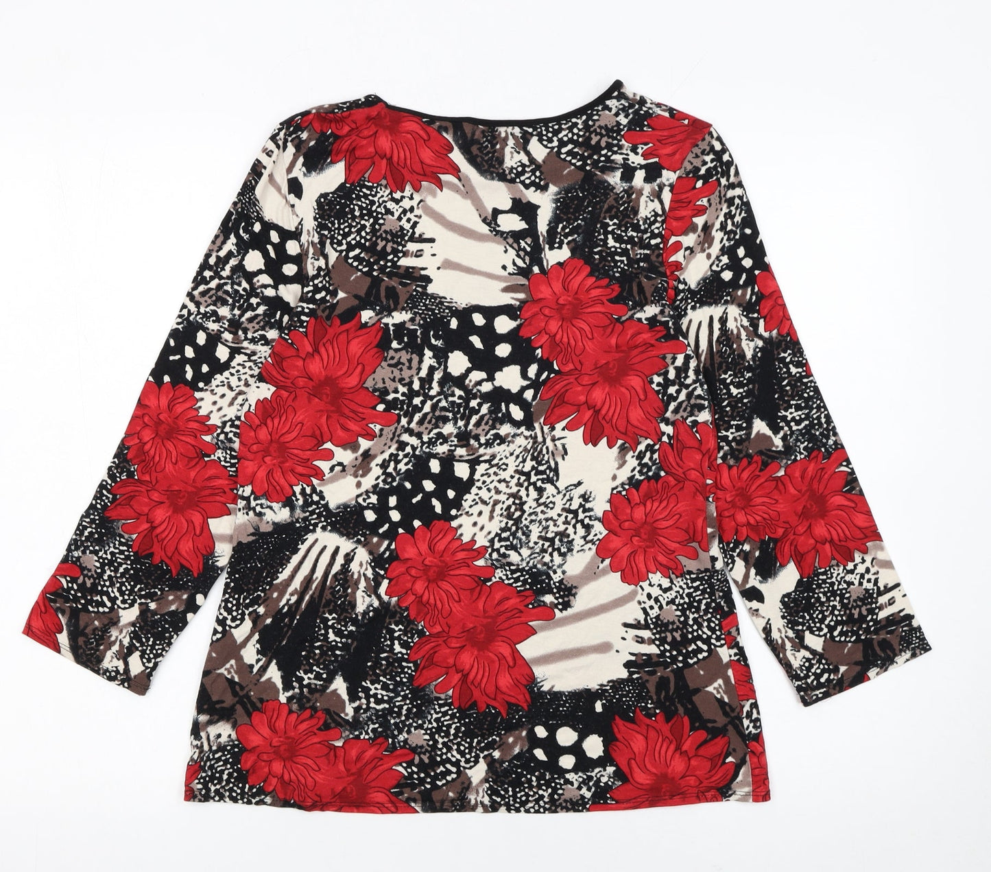 Saloos Womens Multicoloured Floral Long Sleeve Jersey Blouse UK 12