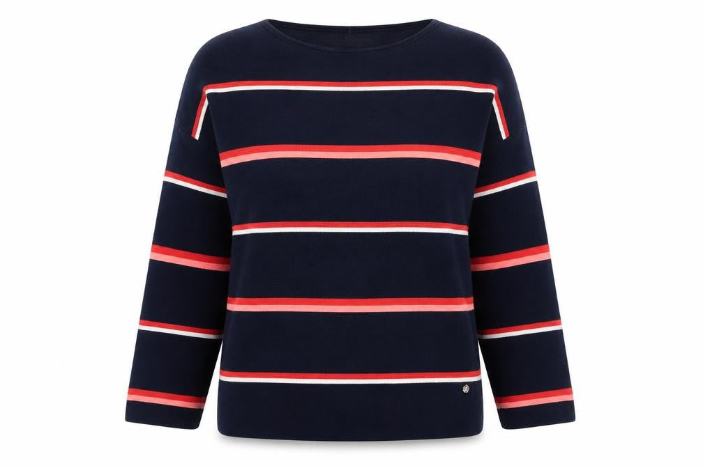 Gerry Weber Women Blue Striped Organic Cotton Pullover Jumper Size 10