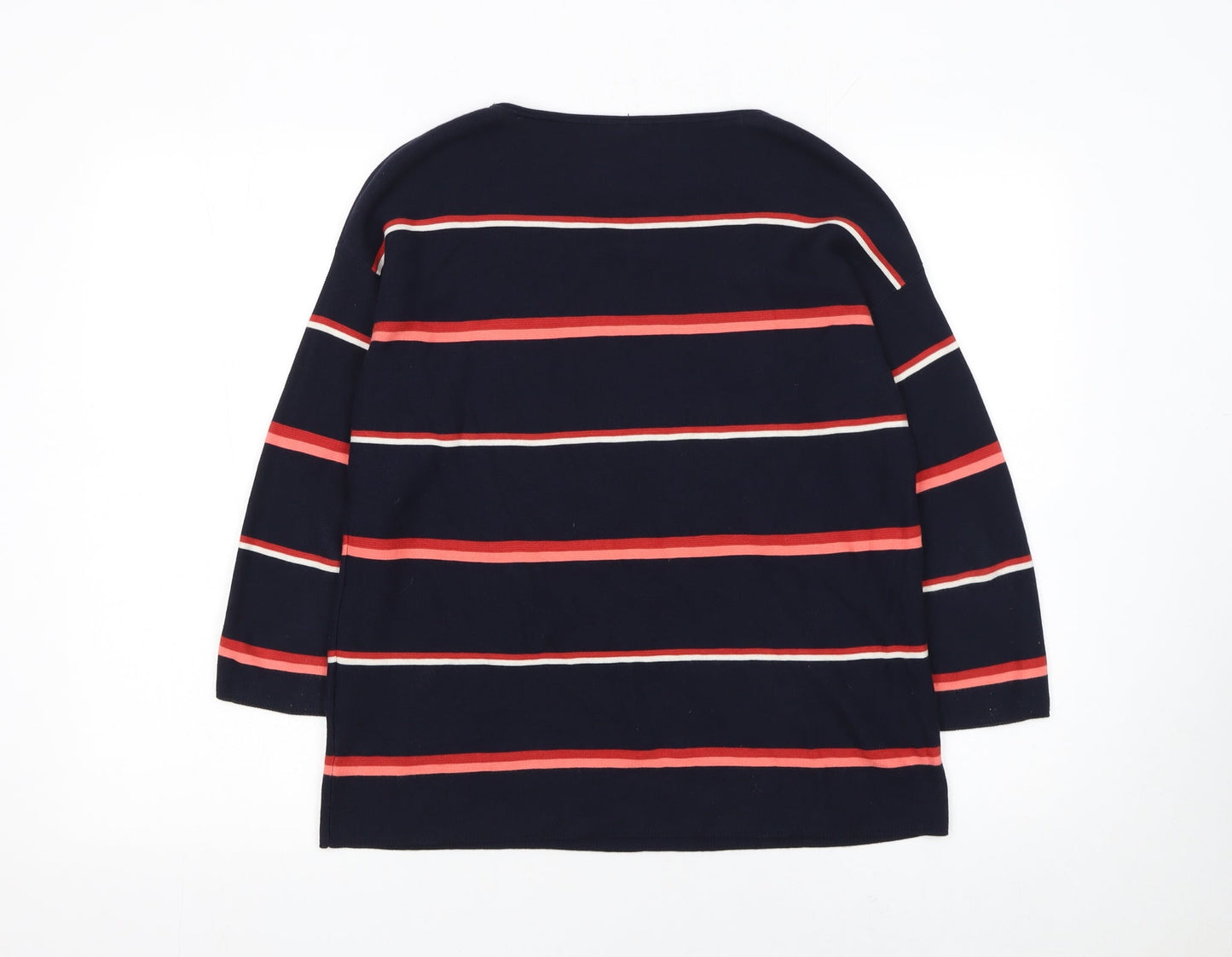 Gerry Weber Women Blue Striped Organic Cotton Pullover Jumper Size 10