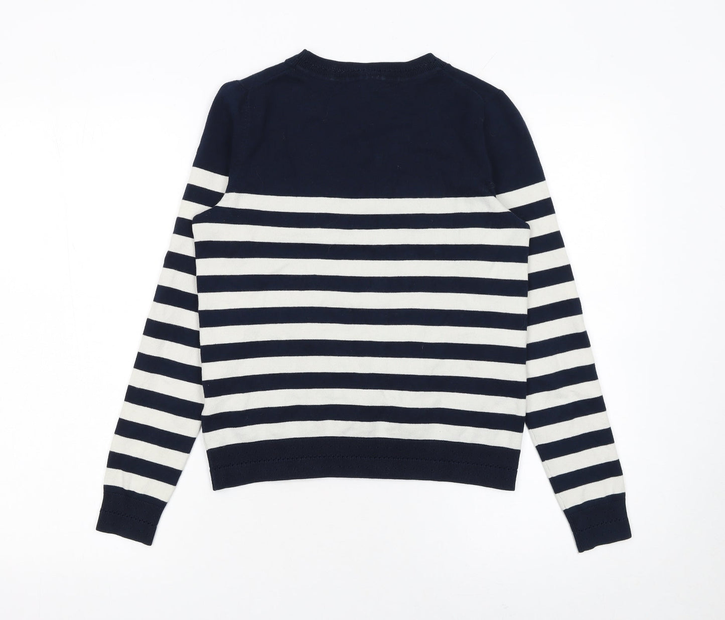 Boden Women Blue White Striped Cotton Crew Neck Jumper XS