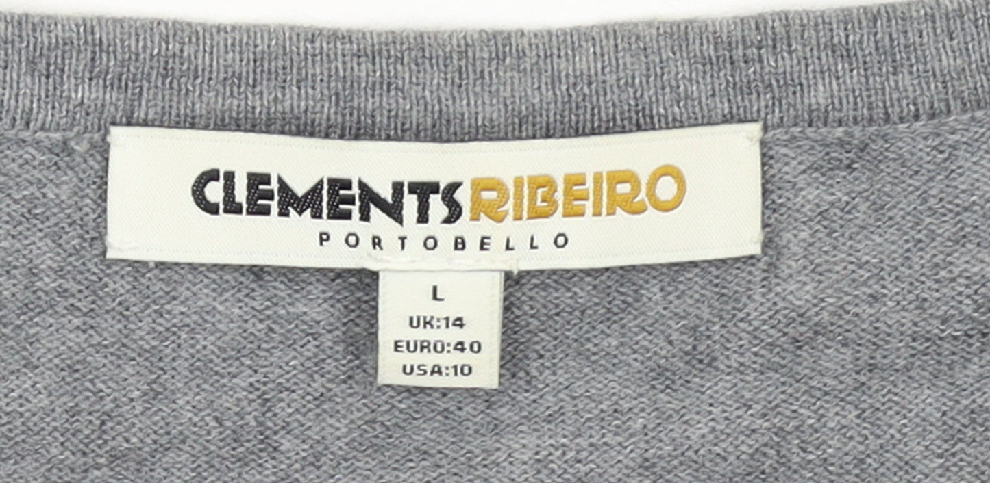 Clements Ribeiro Women Grey Bird Pullover Jumper Size 14 Cotton Cashmere