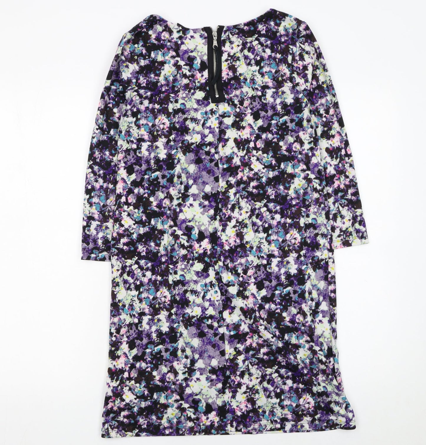 H&M Women’s Multicoloured Floral Shift Dress XS 3/4 Sleeve
