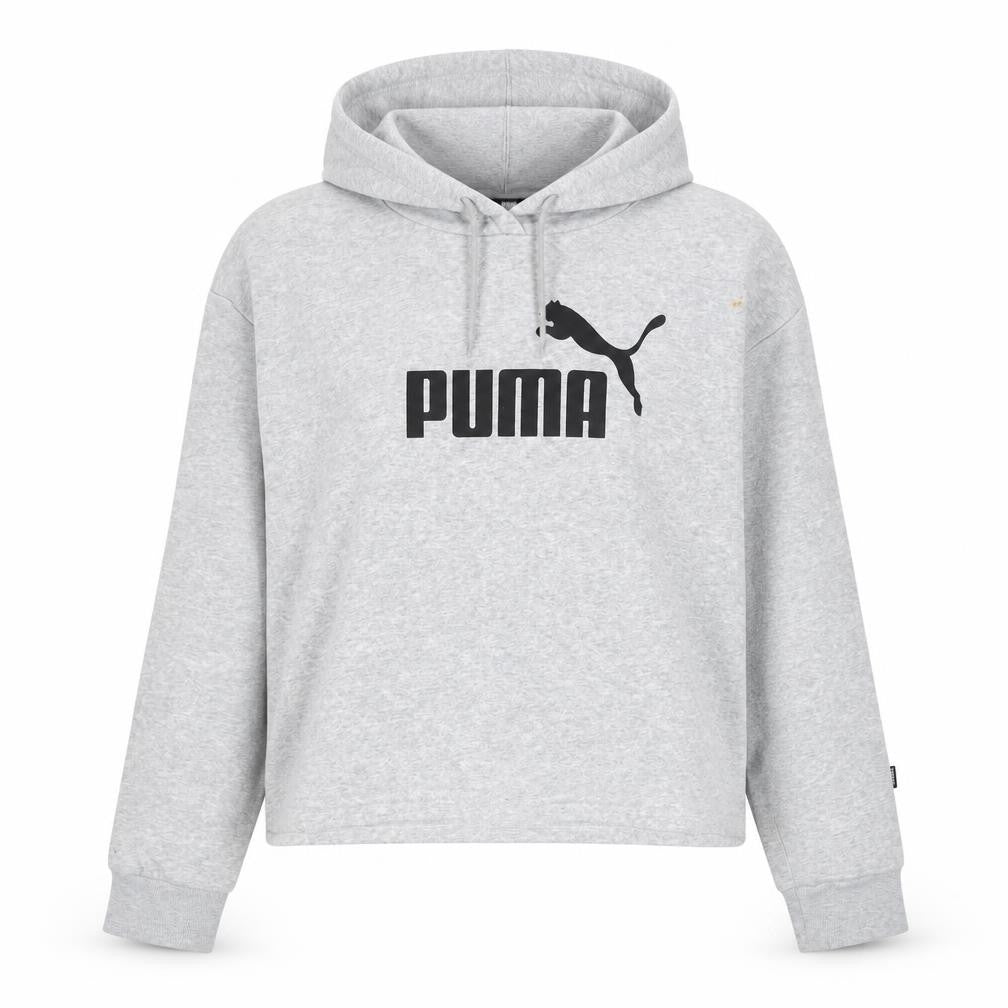 Puma Womens Grey Hoodie Pullover Medium Logo Cotton Blend