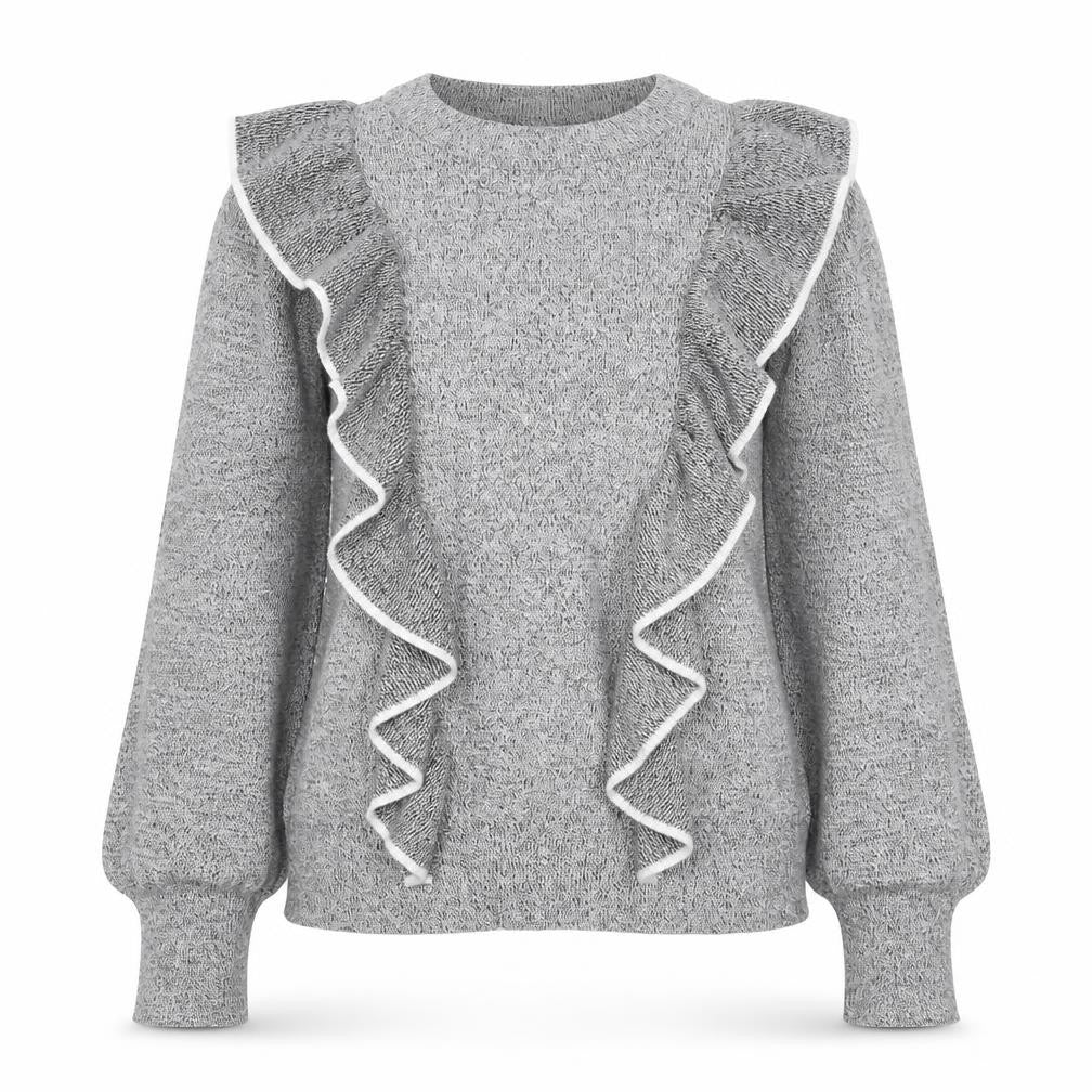 Topshop Petite Grey Ruffle Knit Women's Jumper Size 8