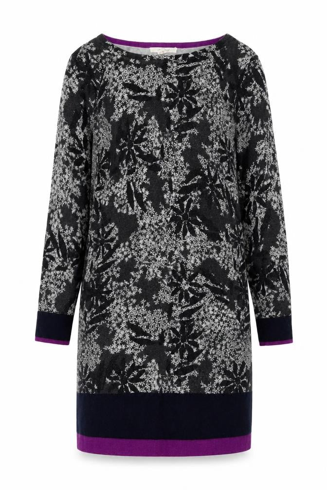 White Stuff Women's Grey Floral Knit Jumper Dress Size 8