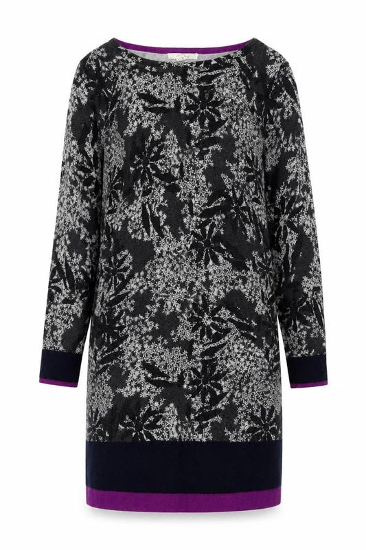 White Stuff Women's Grey Floral Knit Jumper Dress Size 8