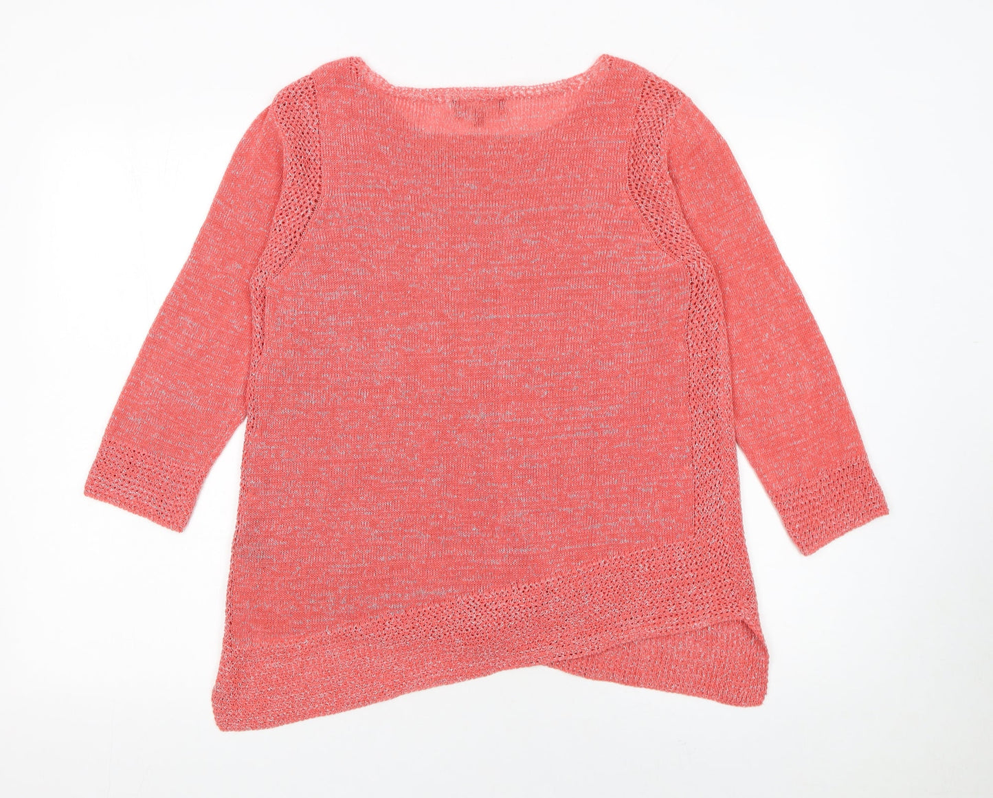 Marks and Spencer Per Una Women's Pink Open-Knit Jumper Size 14