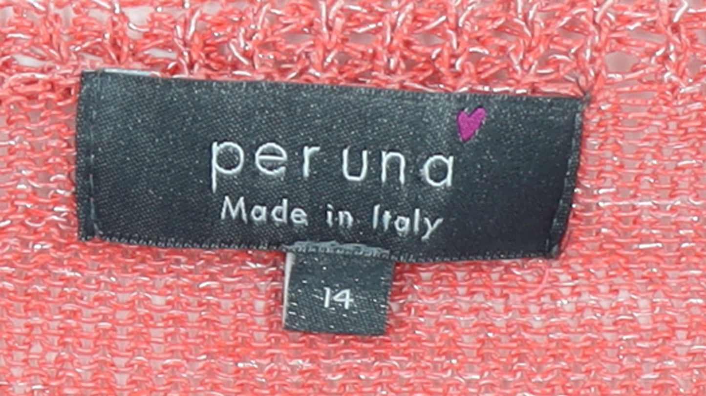 Marks and Spencer Per Una Women's Pink Open-Knit Jumper Size 14