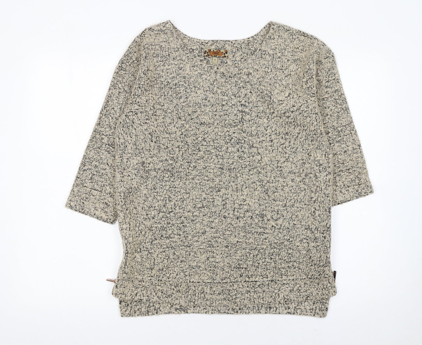 Next Womens Beige Knit Jumper UK 10 3/4 Sleeve Wool Blend