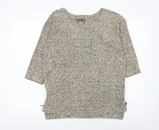 Next Womens Beige Knit Jumper UK 10 3/4 Sleeve Wool Blend