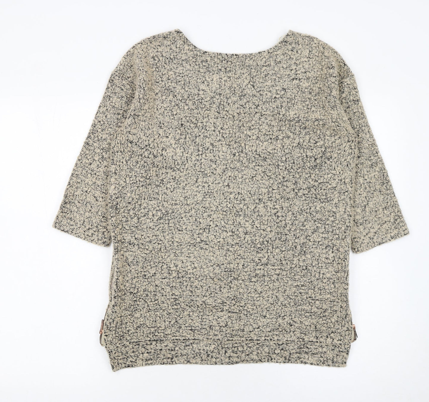 Next Womens Beige Knit Jumper UK 10 3/4 Sleeve Wool Blend