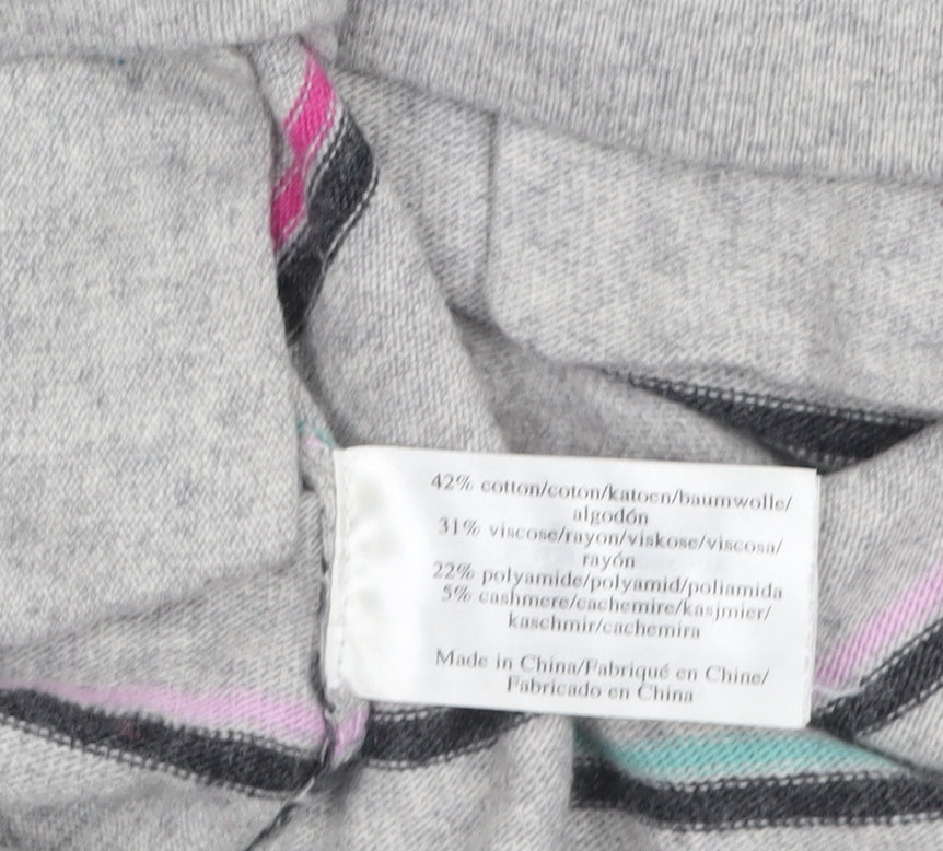Laura Ashley Women’s Grey Striped Pullover Jumper UK 10 Cotton Blend