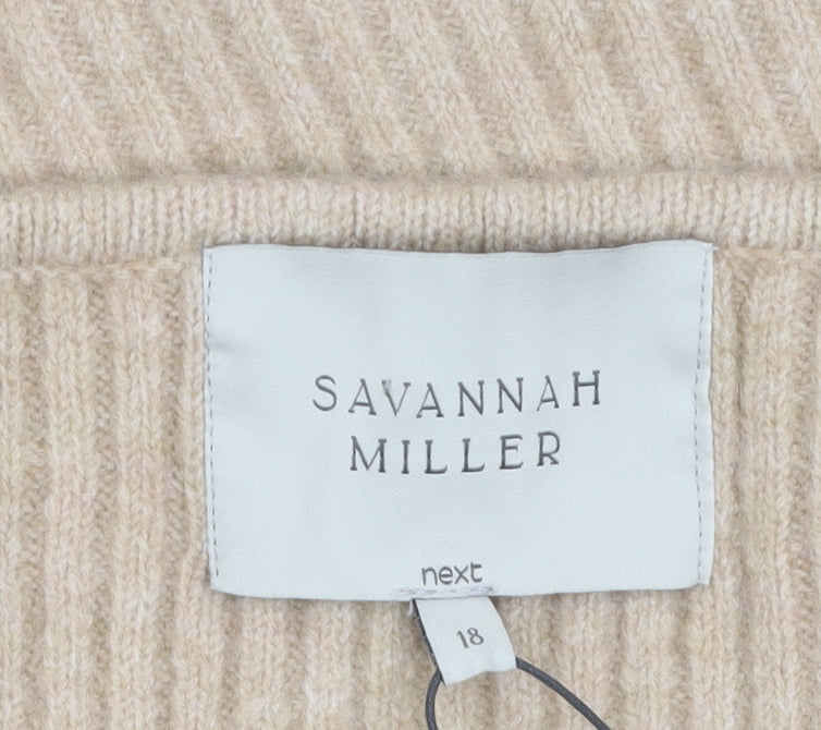 Savannah Miller for Next Womens Beige Ribbed Knit V-Neck Camisole Tank Top Size 18