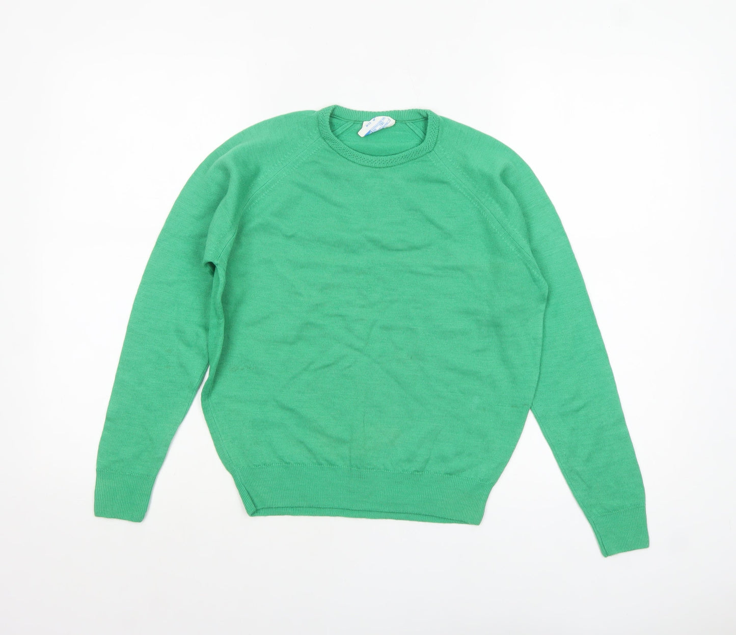 Robert Rowley Women Green Wool Crew Neck Jumper Size 12