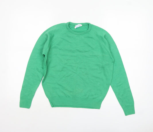 Robert Rowley Women Green Wool Crew Neck Jumper Size 12