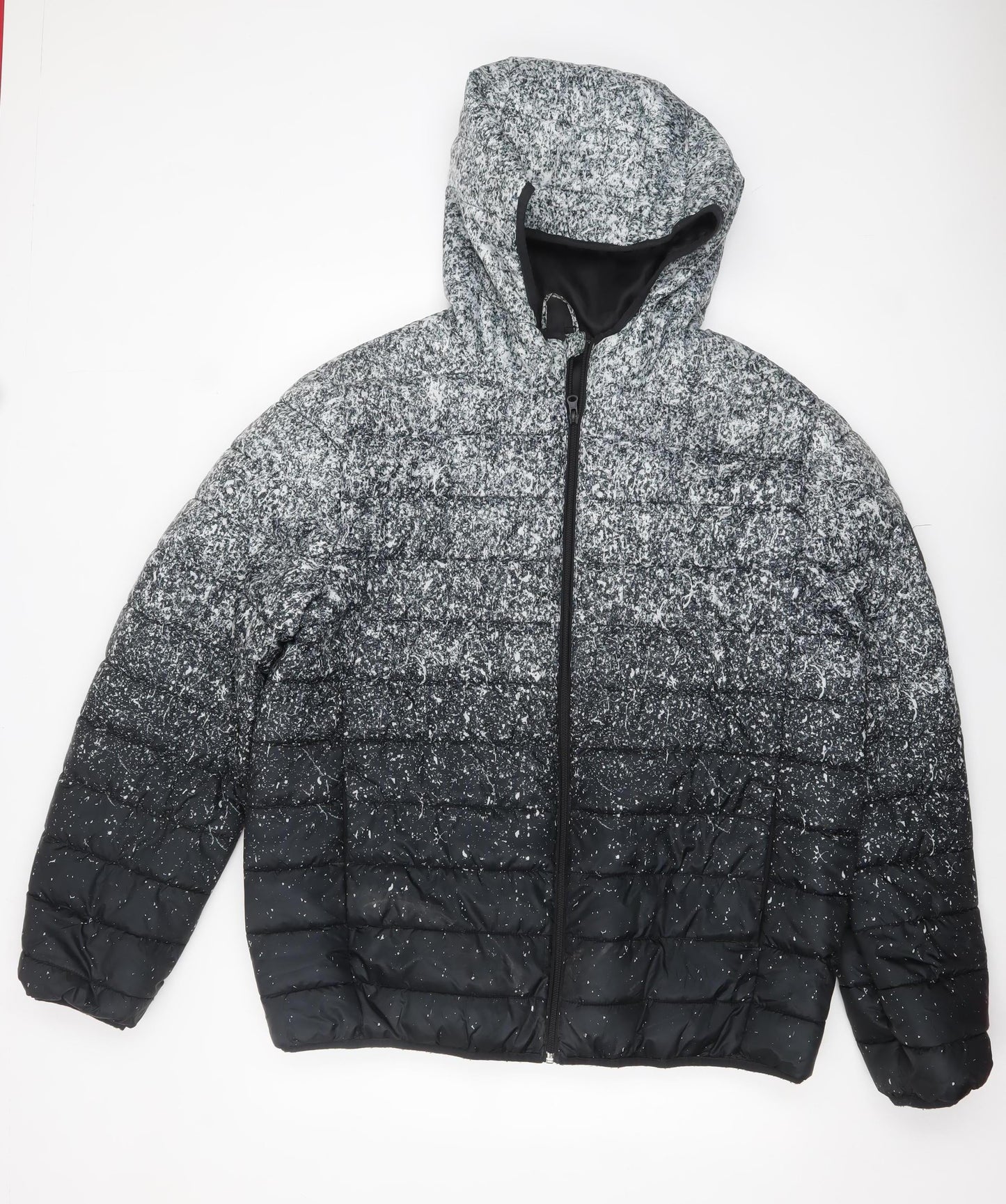Primark Men's Grey 2XL Hooded Puffer Jacket Full Zip Winter Coat