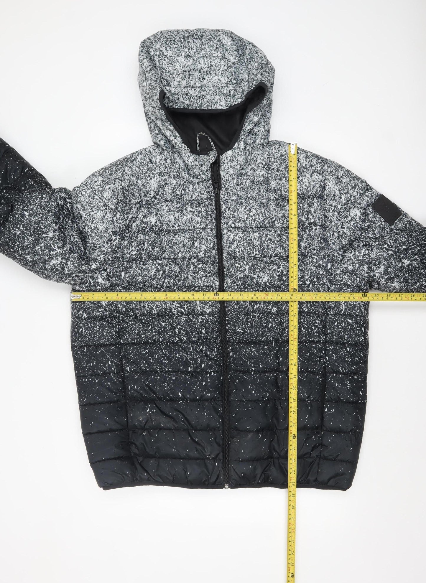 Primark Men's Grey 2XL Hooded Puffer Jacket Full Zip Winter Coat