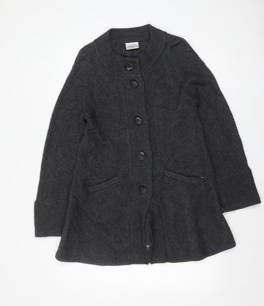 Caroline Charles Women’s Grey Wool Blend Button Cardigan Size 2