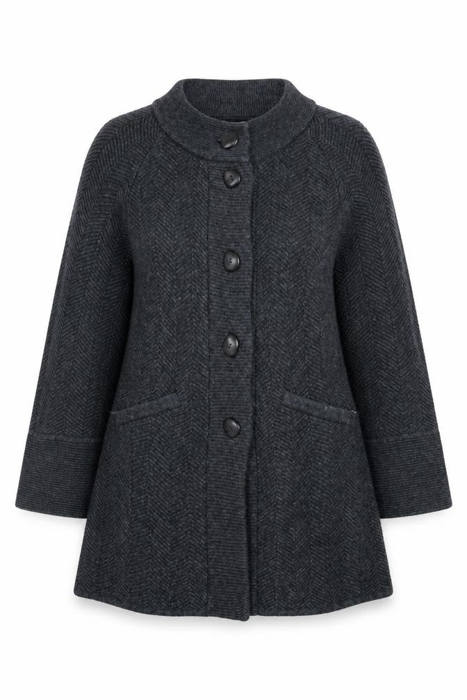 Caroline Charles Women’s Grey Wool Blend Button Cardigan Size 2