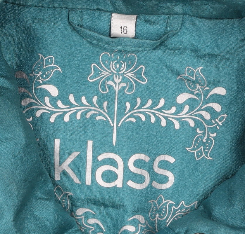 Klass Womens Sea Green Lightweight Zip Jacket Size 16