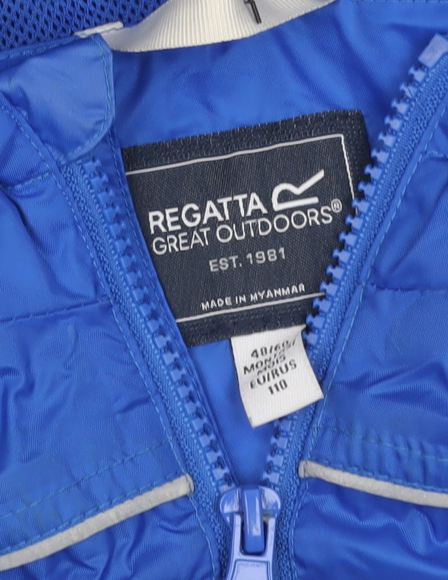 Regatta Boys Blue Waterproof Hooded Rain Snowsuit 4-5 Years