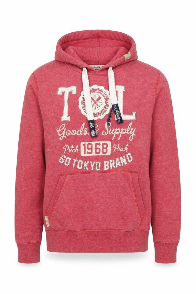 Tokyo Laundry Men's Red Pullover Hoodie Medium Graphic Fleece Sweatshirt