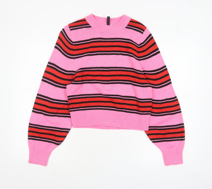 H&M Divided Women's Multicoloured Striped Crew Neck Pullover Jumper XS