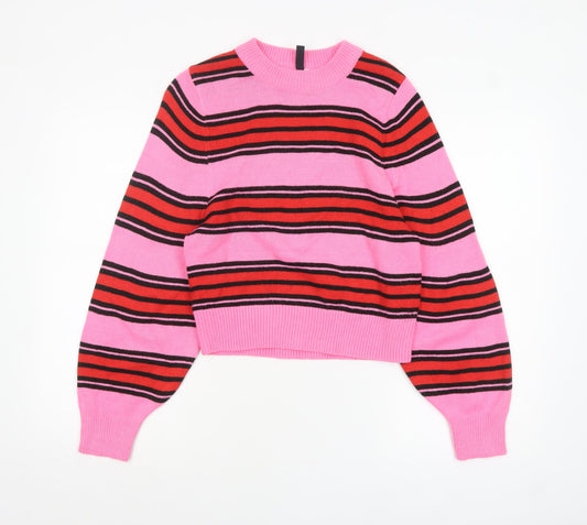 H&M Divided Women's Multicoloured Striped Crew Neck Pullover Jumper XS