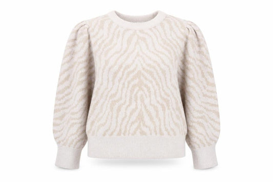Mango Women Beige Animal Print Knit Pullover Jumper Size L
