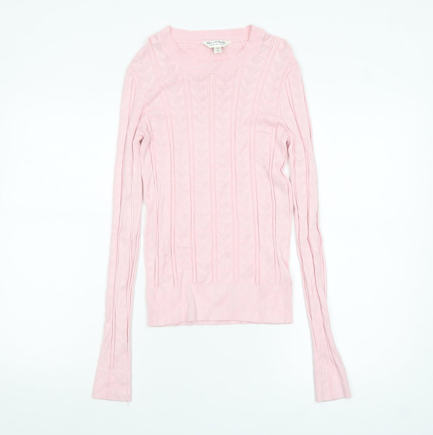 Miss Selfridge Womens Pink Cable Knit Crew Neck Jumper Size 10